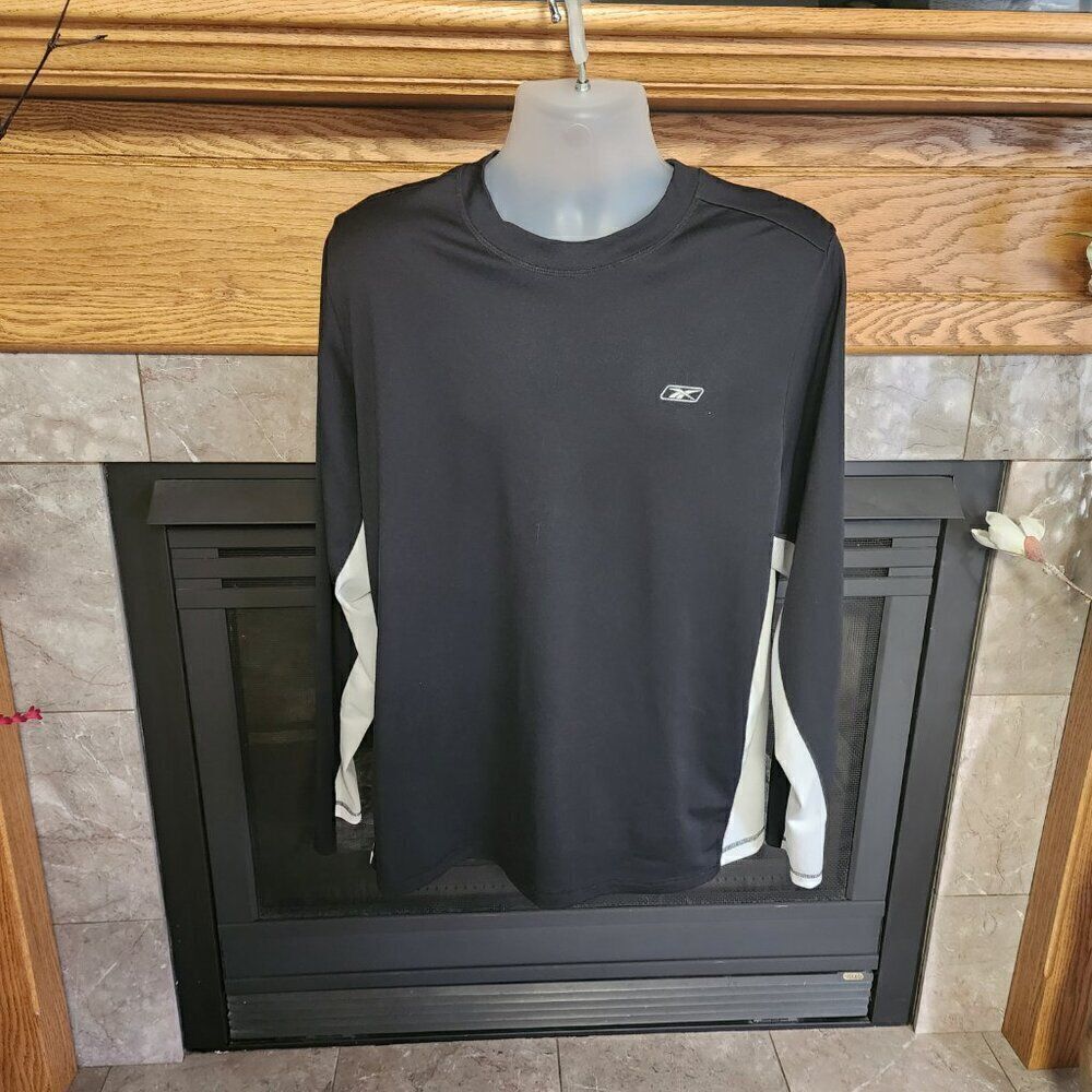 Vintage Reebok Shirt Adult Large Long Sleeve Logo Pullover Black and White